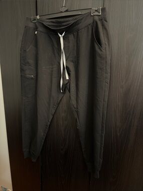 Figs Black Jogger Sweatpants with White Drawcord